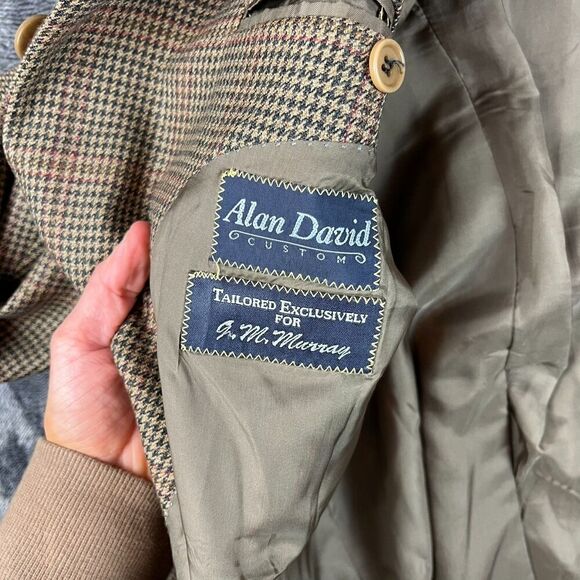 Coppley Ermenegildo Zegna 100% Wool Blazer Men's L/XL Three Button Plaid Brown - Picture 10 of 14